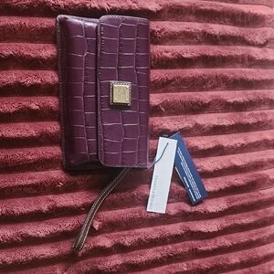 Dooney & Bourke Purple Croc-Embossed Wristlet